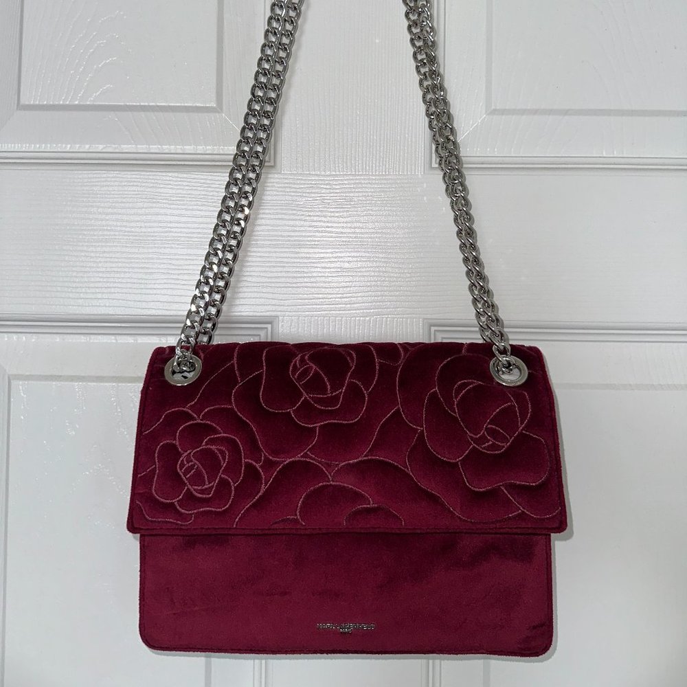 Karl Laggerfeld Burgundy Velvet handbag